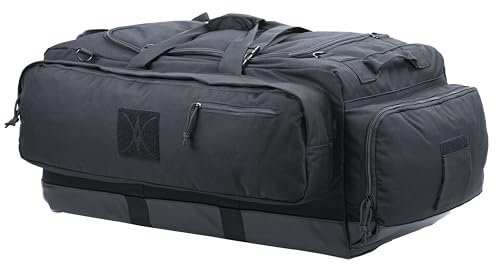 Large Duffle Bag Duffel Pack with Backpack Shoulder Straps and Shoes Compartment 105L for Sports Travel Hunting Camping. - color: Black