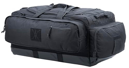 Large Duffle Bag Duffel Pack with Backpack Shoulder Straps and Shoes Compartment 105L for Sports Travel Hunting Camping. - color: Black