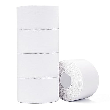 ADMITRY Athletic Tape,5 Pack White Sports Tape | Very Strong No Sticky Residue Wrist Ankle Tape for Gymnastics Boxing Lacrosse Climbing Hockey Bat - color: Athletic Tape White(cotton)-5 Rolls