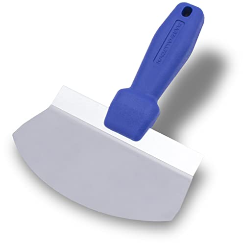 Marshalltown Bucket Scoop, Stainless Steel Blade, Drywall and Plaster Tool | Contoured Stainless Steel Blade Scoops Drywall Mud and Scrapes Buckets Clean, Aluminum Backing, Plastic Handle, 4502SD