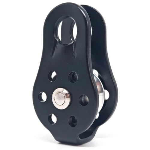 Fixed Plate 26KN Small Climbing Pulley, General Purpose Small Single Sheave Hauling Pulley for Rock Climbing, Rappelling, Zipline Sports Etc (Black, Pack of 1) - color: Black(Pack of 1)