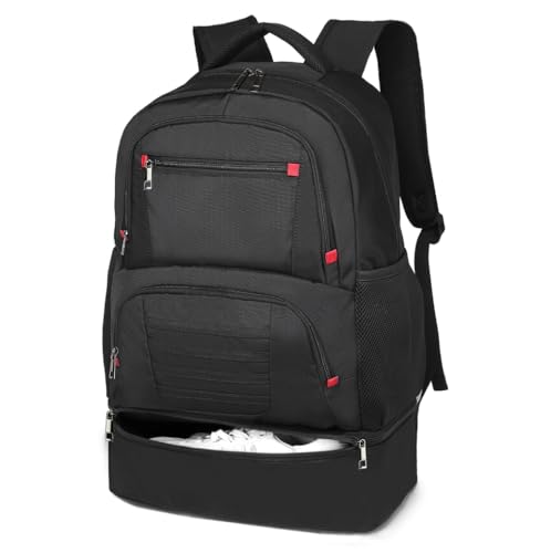 seyfocnia Gym Backpack for Men, Waterproof Sports Backpacks With Shoe Compartment Lightweight Workout Trainning Back Pack Casual Travel Daypack-Black - color: Black, size: 19 inches