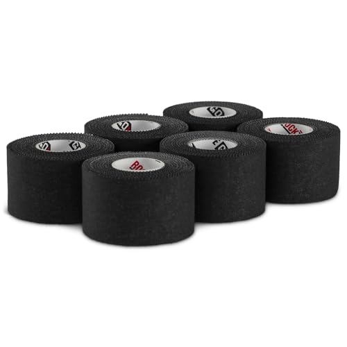 RockTape Athletic Tape for Joint Support – Tearable Sports Tape for Wrists, Ankles, Fingers – Hypoallergenic, Sweat-Resistant, Easy to Apply, 1.5" x 10 Yards, Black, 6 Pack - color: Black, size: 6 Pack