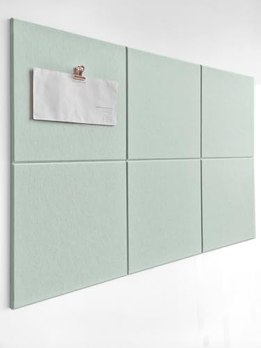 Cork Board 24 x36 Alternative - 6 Pack Felt Wall Tiles with Safe Removable Adhesive Tabs, Cork Boards for Walls Cork Board for Home Office Pin Board Tack Board - Mint - color: Mint, size: 6 Panels