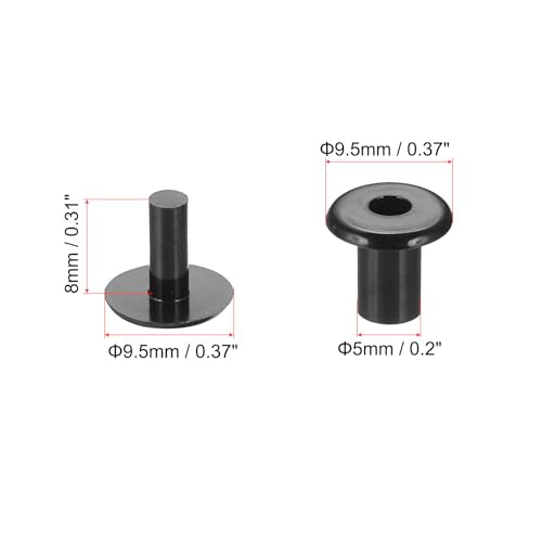 PATIKIL M5x8mm Plastic Binding Post, 50 Sets Plastic Chicago Screws Binding Screw Rivet Post Press-on Buckle for Leather Scrapbook Photo Albums, Black - color: Black, size: M5x8mm