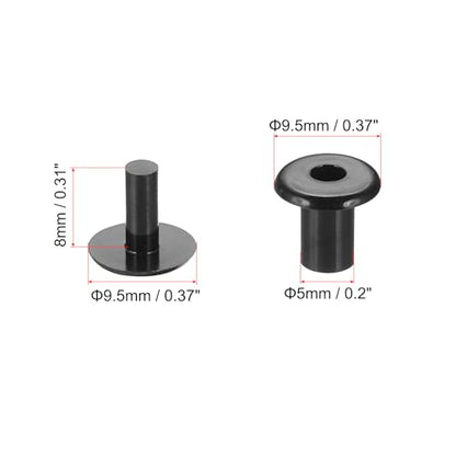 PATIKIL M5x8mm Plastic Binding Post, 50 Sets Plastic Chicago Screws Binding Screw Rivet Post Press-on Buckle for Leather Scrapbook Photo Albums, Black - color: Black, size: M5x8mm
