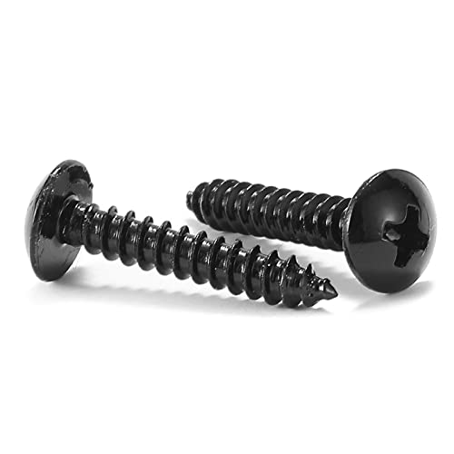 #4 x 3/4" Wood Screw 100Pcs Truss Head Phillips 18-8 (304) Stainless Steel Fast Self Tapping Screws Black Oxide by SG TZH - size: #4 x 3/4"
