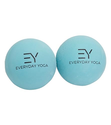 Everyday Yoga Massage Therapy Ball Set 2.5 Inch - Yoga Gear for Deep Tissue Massage, Muscle Recovery & Stress Relief, Rubber Balls with Tote Bag - Aqua
