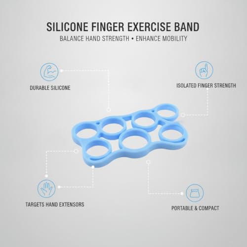 Hand Strengthener Silicone Finger Resistance Band for Grip Training and Extension Exercises - color: Blue