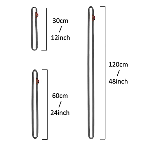 GM CLIMBING 16mm Nylon Sling Runner 22kN / 4950lbf CE UIAA Certified - color: Gray, size: 60cm / 24inch | Pack of 3