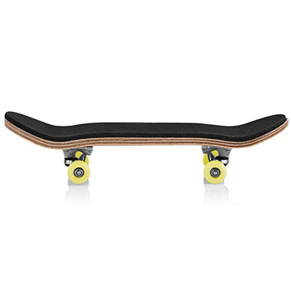 5-Layered Maple Wood Finger Skateboard with Bearing Wheels, Soft PU Pad and Elastic Rubber, Great for Fidgety Hands, Helps Relieve Stress and Emotional Disclosure - color: Yellow