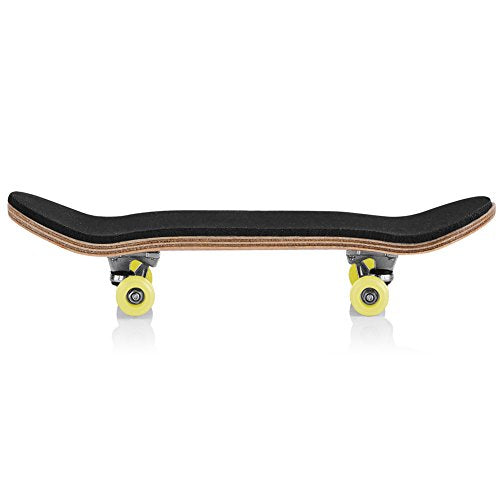 Milltrip Wooden Finger Skateboards, 1Pc Maple Wooden Alloy Fingerboard Finger Skateboards with Box Reduce Pressure Gifts (Yellow) - color: Yellow