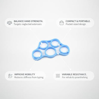 Hand Strengthener Silicone Finger Resistance Band for Grip Training and Extension Exercises - color: Blue