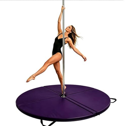 Foldable Pole Crash Mat, Pole Dance Mat, Anti-Collision Cushioned PU Leather Mat for Yoga, Gymnastics, Pole Dancing Dark-Purple 4" Tx4.9'W