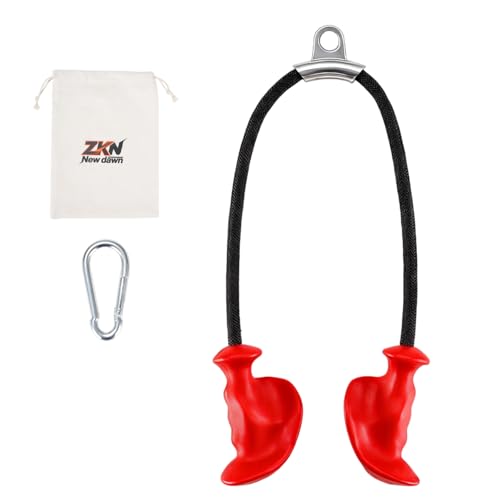 Tricep Rope Pull Down Attachment with Ergonomic Handles,Triceps Rope for Cable Machine Pulley System,Home Gym Accessories - color: Red
