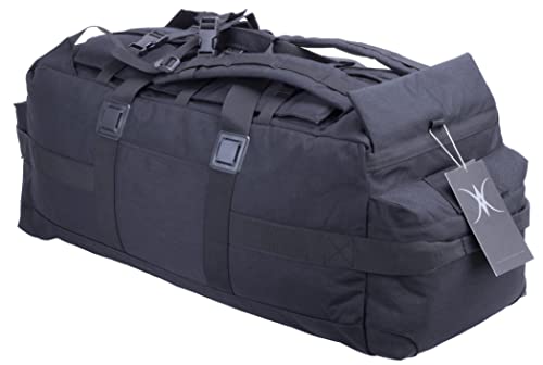 Large Military Duffle Bag Backpack Tactical Field Gear Equipment Duffel Bag Army Deployment Bag 85L - color: Black
