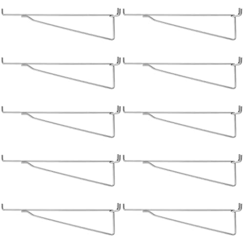 10 Pcs 12 Inch Pegboard Shelf Brackets, Sturdy Metal Peg Hook Heavy Duty Garage Organizer Hanger, Fits 1/4" Pegboard Slatwall, for Workshops Trade Show Booths - color: Silver, size: 12 Inch