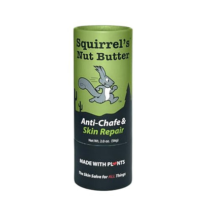 Squirrel's Nut Butter Anti Chafe Composable Tube, Natural & Vegan, 2 oz | Long-lasting anti-chafe protection in eco-friendly compostable tube. Natural, vegan friendly formula for every adventure. - size: 2.0 Ounce