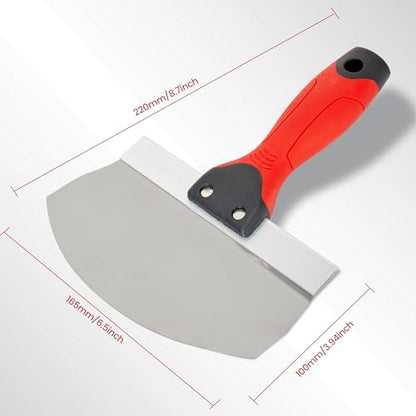 Fishark 6.5" Bucket Scoop, Stainless Steel Drywall & Plaster Tool | Curved Blade, Soft-Grip Handle, Rust Resistant Steel, Reduced Material Waste, for Drywall, Plaster, Mortar & Paint