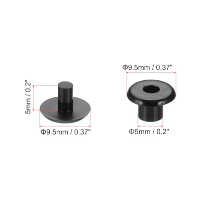 PATIKIL M5x5mm Plastic Binding Post, 50 Sets Plastic Chicago Screws Binding Screw Rivet Post Press-on Buckle for Leather Scrapbook Photo Albums, Black - color: Black, size: M5x5mm
