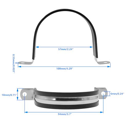Rubber U Clamps,Two Hole U-Tube Strap Clamp Set,SAFYY EPDM Rubber Cushioned Insulated Clamp Rubber Lined Mounting U Brackets,U Shaped Pipe Tube Wire Clamps Clips Conduit Clamps (M57|2-1/4",10PCS) - size: M57|2-1/4",10PCS