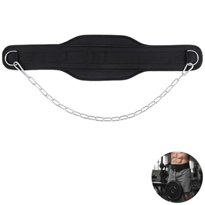 Weight Lifting Dip Belt With 35.4 In Chain, Double Layer Gym Belt For Pull-Ups, D-Ring For Fast Loading, Strength Training