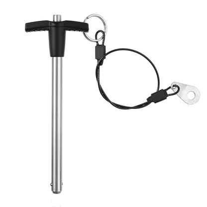 T Handle Quick Release Pin 5/16 Inch Diameter ,Stainless Steel Ball Locking Pin with Push Button Lanyard Cable Usable Length 3.54"(8*90mm) - size: 8mm-90mm