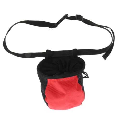 Rock Climbing Chalk Bag Waist Pouch Non-Slip Outdoor Bouldering Chalk Storage Bag for Climbers with Adjustable Belt Red Black