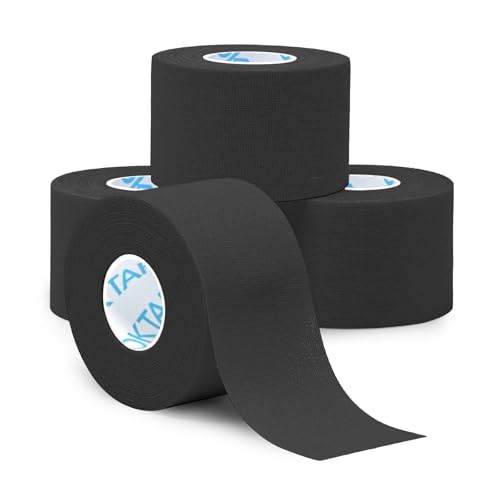 OK TAPE Athletic Sports Tape 4 Packs 32.8ft Per Roll Black Strong Adhesion | Athletic Tape for Injuries,Strong Stick No Residue Athlete & Sport Trainers First Aid Injury Wrap, Hockey Stick - color: Black, size: 1.5" x 11yards - 4 Rolls