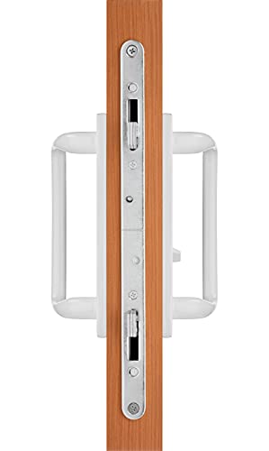 Rockwell Security Charlotte Patio Sliding Door Handle Set White Finish Fits 3-15/16 Inch CTC Screw Holes for Residential Use - color: White