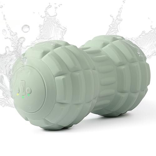 Silicone Vibrating Peanut Massage Ball Roller, Water Resistant Electric Double Lacrosse Massage Ball with 4 Intensities for Muscle Tightness, Deep Tissue Massager for Foot, Back, Hip (Green) - color: Green