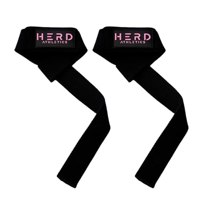 Lifting Wrist Straps – 23" Length x 1.5" Width – Padded Neoprene Cotton Straps for Weightlifting, Powerlifting, Functional Training, Strength Training & Deadlifts – Heavy Duty Grip Support - color: Black/Pink