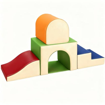 Sumbababy Toddler Climbing Foam Blocks: 4 PCS Indoor Play Gym with Slide and Stairs - Soft Playground Set for Kids - Includes Tunnel for Fun Climbers - style: Classic