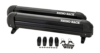 Rhino-Rack Carrier for Skis, Snowboards, Fishing Rods, Paddles, Skateboards, Water Skis, Wakeboard & More, Universal Mounting, Easy to Use, Locking, Lightweight & Heavy Duty, Suitable for All Vehicles - style: 20 Inch (4 Skis / 2 Snowboards / 1 Wakeboard)
