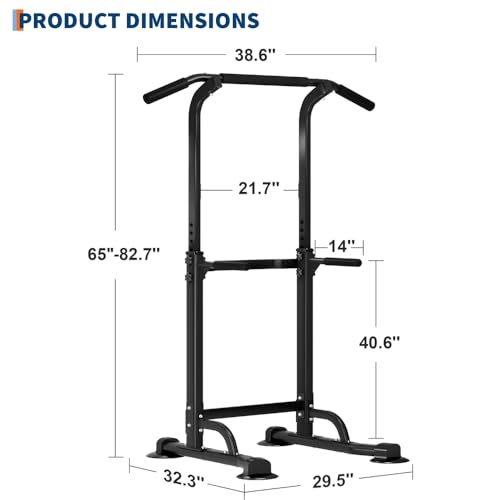 Power Tower for Home Gym, Pull Up Dip Station - Adjustable Freestanding Pull Up Bar with 300 Lbs Capacity, Heavy Duty Construction, Easy Assembly, No Wall Needed