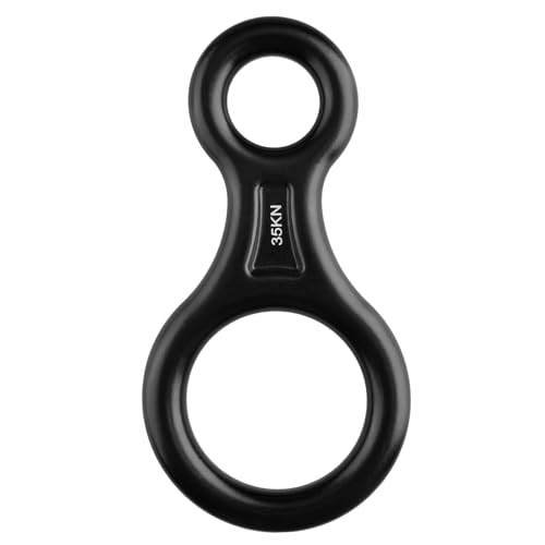 TRIWONDER Rescue Figure 8 Descender, 35kN 50kN Aluminum Rappelling Belay Gear Climbing Rigging Plate Downhill Equipment Heavy Duty - color: 02 Black - 35kN - 1 Pack
