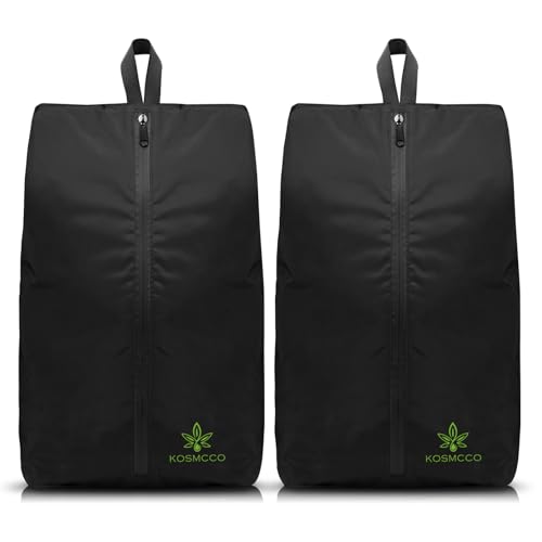 KOSMCCO 2 Pack Smell Proof Cleat Bags, Odor Resistant Shoe Bags | Carbon Lining, Athletic Shoe Bag for Soccer Cleats Golf and Gym Shoes, Water Resistant, Easy to Clean - size: 2Pcs