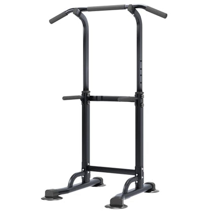 DlandHome Power Tower Pull Up Dip Station Multi-Function Fitness Equipment for Strength Training Adjustable Height Dip Stand for Home Gym - color: Black
