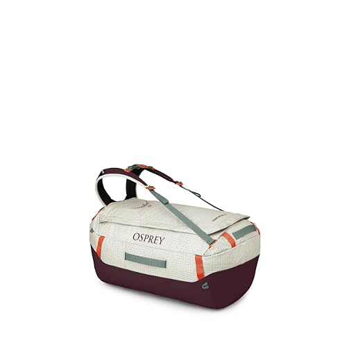 Osprey Transporter Lightweight Travel Duffel Bag - Extra Large Water Resistant Durable Gear Bag for Men and Women - color: Mystery White-moody Burgundy, style: 65l