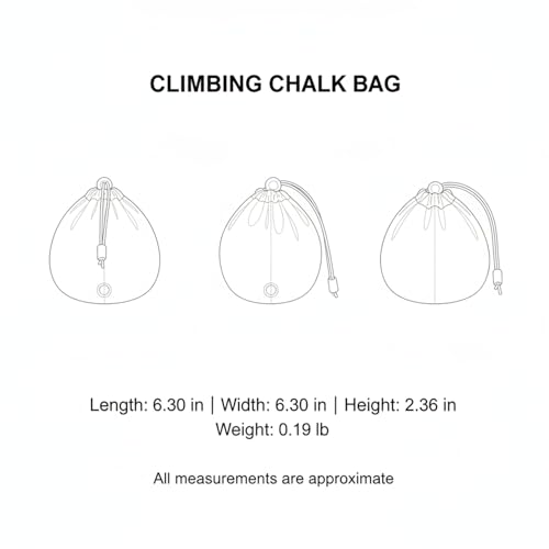 Rock Climbing Chalk Bag with Drawstring Closure, Durable Oxford Cloth Bouldering Pouch for Gym & Outdoor Training