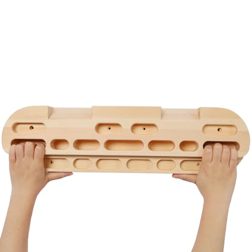 Wooden Climbing Hangboard Fingerboard Trainer for Rock Climbing Grip Strength Training, Wall Mounted Forearm Exerciser with Multiple Holds for Home Gym Workout