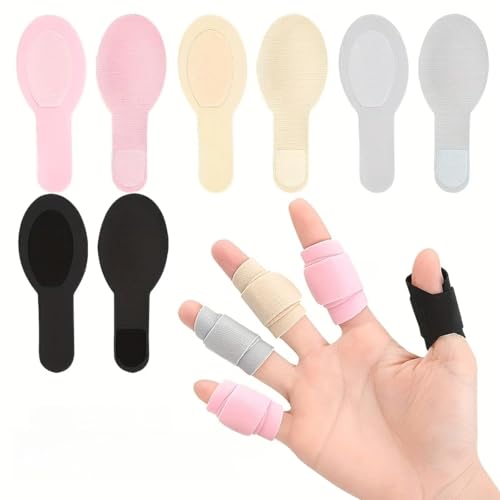 8-Piece Finger Support Straps for Daily Activities Soft Fabric Buddy Tape Wraps, Adjustable Elastic Knuckle Guard Sleeves for Sports Typing Crafting Multi Color