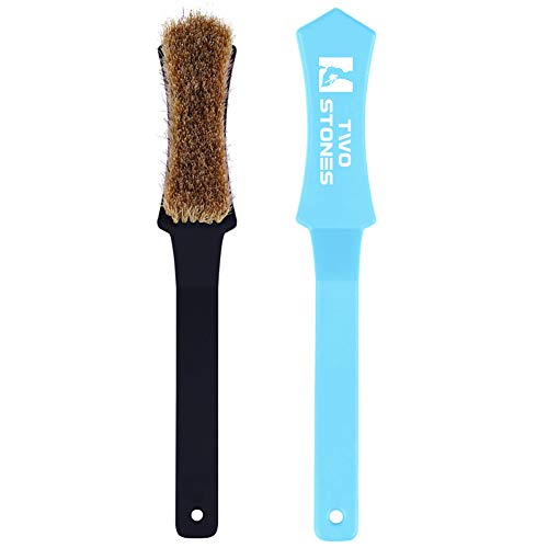 TWO STONES Bouldering Brush with Thick Ultra Durable Boar's Hair Bristles,Perfect Rock Climbing Brushes for Rock Climbing Holds on Climbing Wall as Climbing Chalk Brush Indoor or Outdoor - color: Black&light Blue