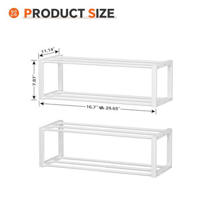 Homeiju Hanging Shoe Organizer,2 Pack Wall Mounted Shoe Rack Holds 12 Pairs,Space Saving Metal Wall Shoe Rack,Hanging Shoe Rack Shoe Holder for Small Space,Entryway,Closet,RV,Camper (White - color: White