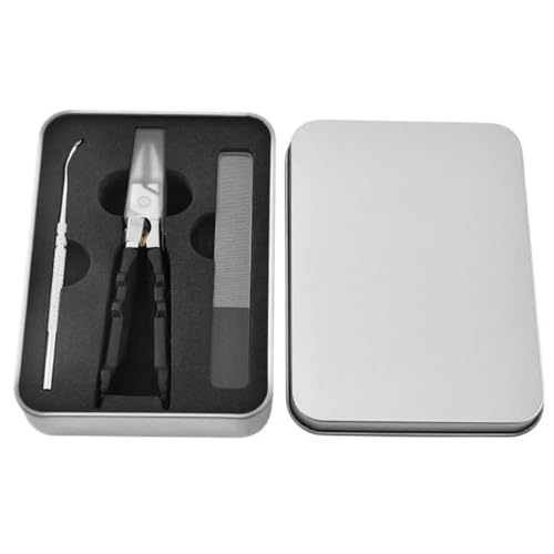 Black Anti-Slip Grip Gear Lock Nail Clipper Set with Ultra-Sharp Tips for Precise Access to Nail GRO,Gear Lock Nail Clipper Set,Eagle Beak Angled Nail Clippers 3-Piece Set (A) - color: A