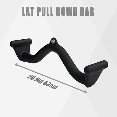 BLUSLM Lat Pull Down Bar T bar Row Attachment, V Bar Tricep Lat Pulldown Attachments, Back Strength Training Bar for Home Gym Exercise Cable Machine Attachments - color: Black 03