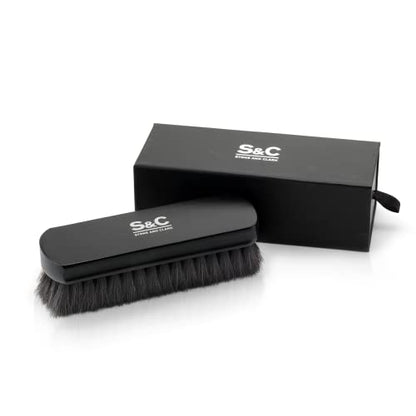 Premium Horsehair Shoe Polish Brush – Handcrafted Beechwood Shoe Brush for Shine and Buffing – Luxurious Shoe Shine Brush with Soft Horsehair Bristles (Black) - color: Premium Black