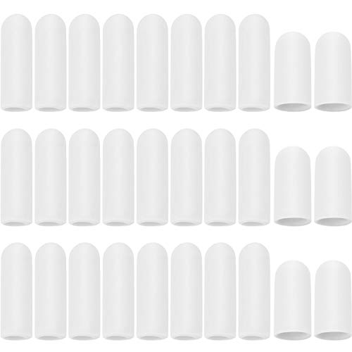 Frienda 30 Pieces Gel Finger Protector Cots Silicone Cover Cap Sleeves for Finger Cracking Trigger Support(White) - color: White