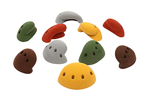 Atomik Climbing Holds Set of 10 Large Screw-on Simple Jugs in Assorted Earth Tones