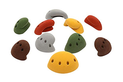 Atomik Climbing Holds Set of 10 Large Screw-on Simple Jugs in Assorted Earth Tones